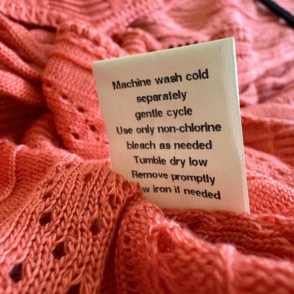 NEW Notations Petite Coral Knit Tie Front Openwork Short Sleeve Blouse PM - Picture 5 of 8